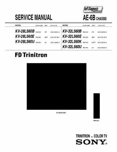 Sony KV-28LS60, KV-32LS60 (K) (B) (U) (E) Service Manual, Self Diagnosis Supp. Mod. (Commander RM-932) - (30.141Kb) Part 1/9 - pag. 74